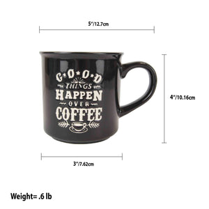 Home Basics Good Things Happen Over Coffee Bone China 12 oz. Novelty Mug - Assorted Colors