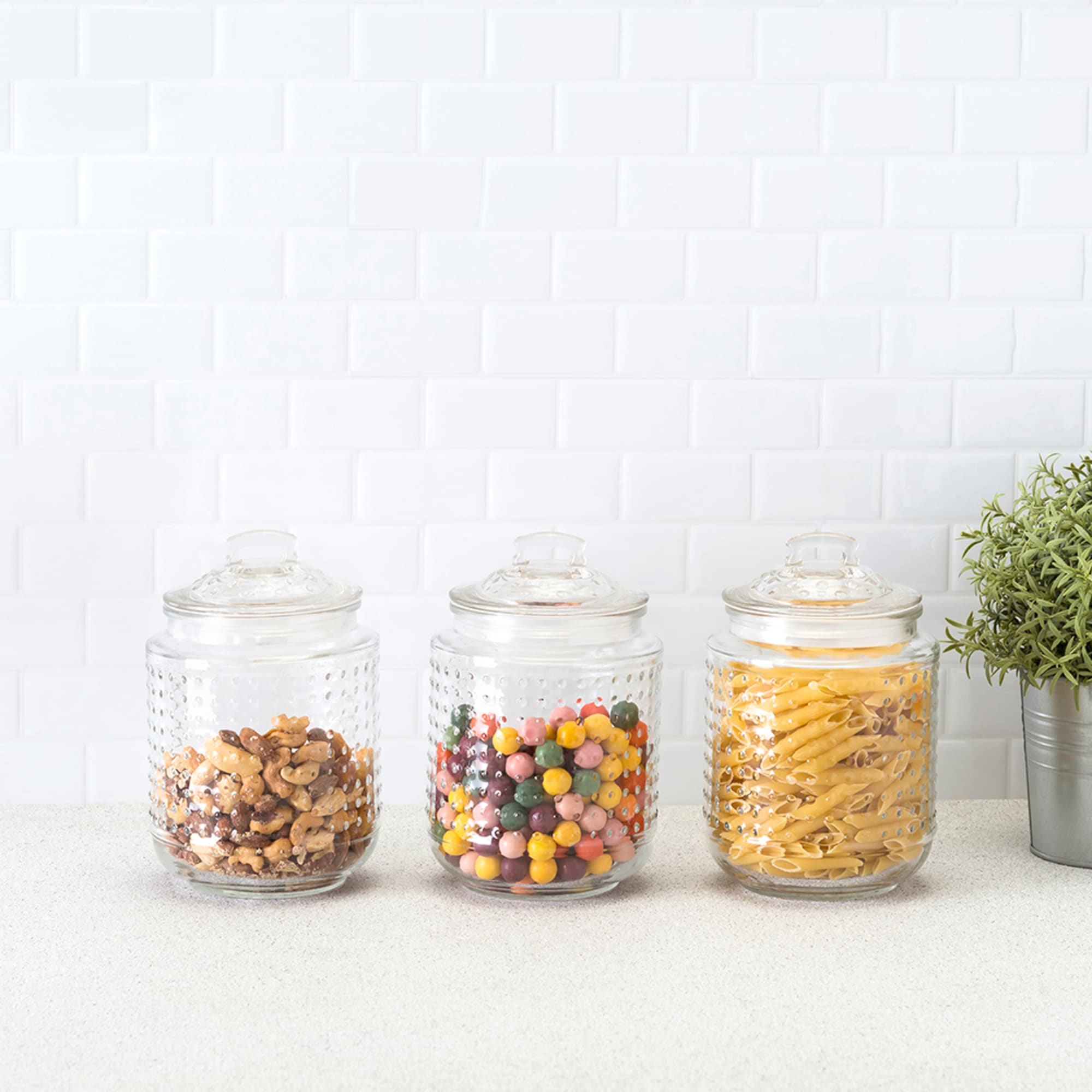 Home Basics Dott 40.5 oz. Glass Canister, (Set of 3), Clear $10.00 EACH, CASE PACK OF 8