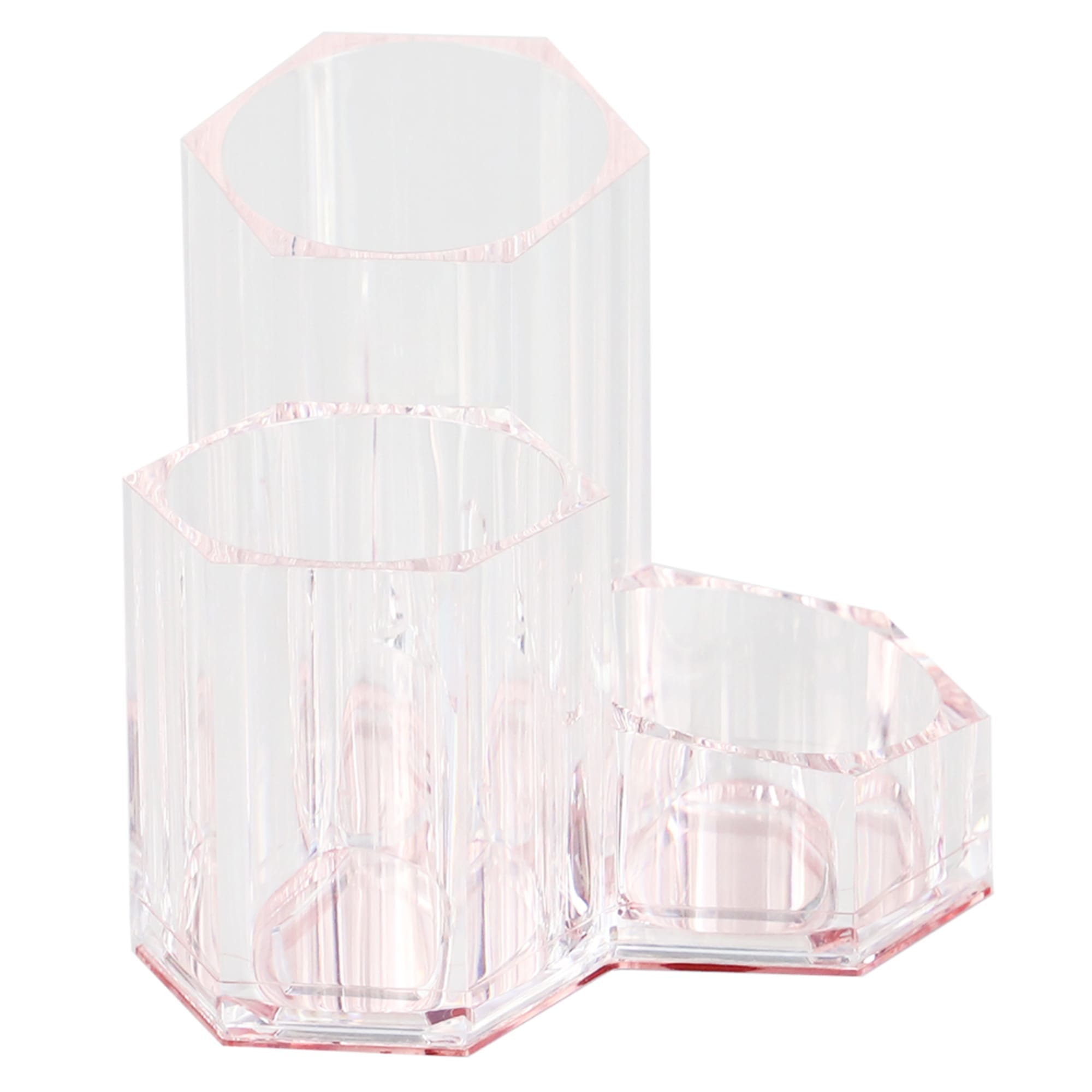 Home Basics Tri-Stand Plastic Cosmetic Organizer with Rose Bottom $4.00 EACH, CASE PACK OF 12