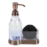 Load image into Gallery viewer, Home Basics Plastic Soap Dispenser with Brushed Steel Top  and Fixed Sponge Holder, Bronze $6.00 EACH, CASE PACK OF 12
