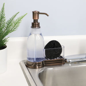 Home Basics Plastic Soap Dispenser with Brushed Steel Top and