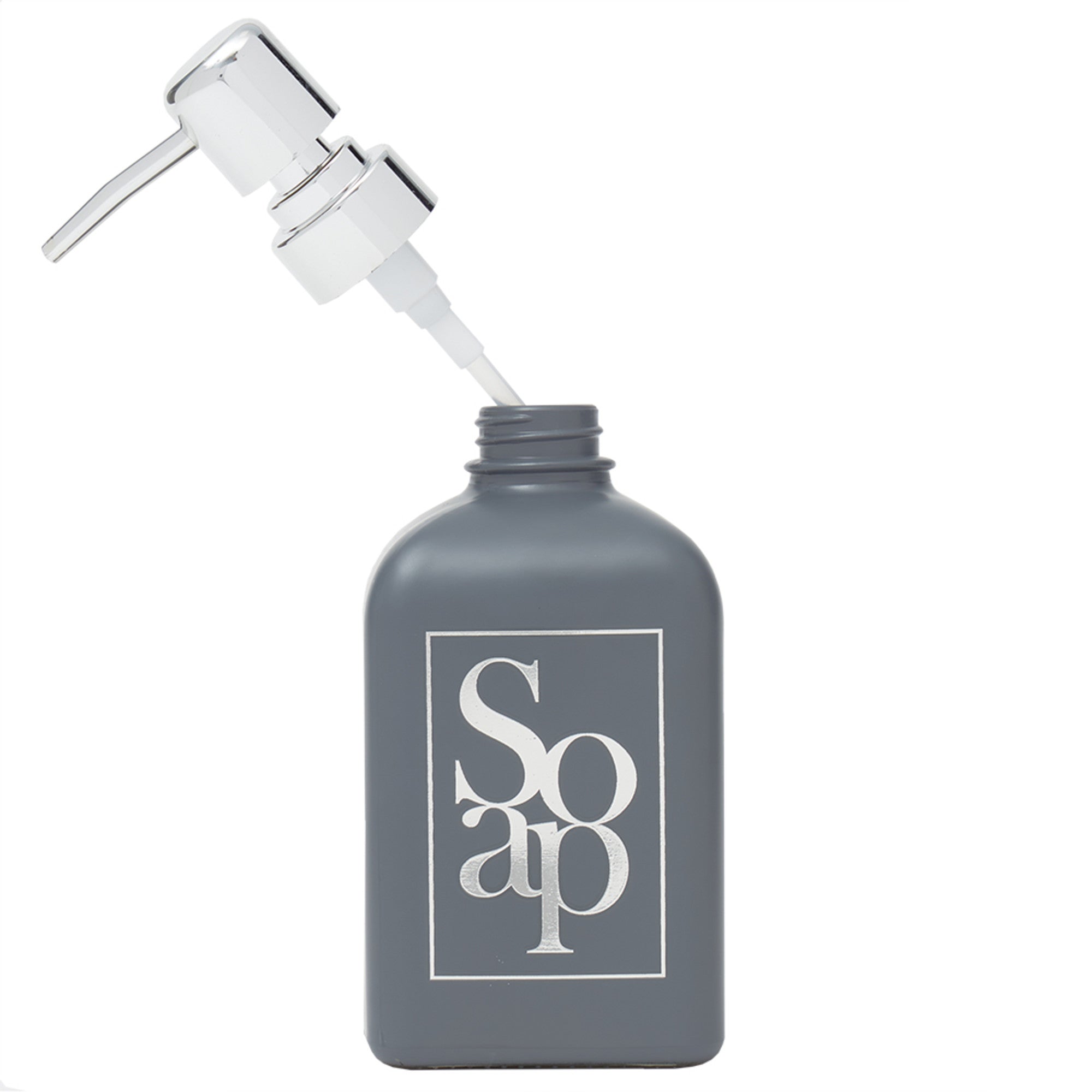 Home Basics Silver Lettering 15.2 oz Glass Soap Dispenser - Assorted Colors