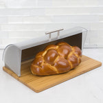 Load image into Gallery viewer, Home Basics Bread Box with Wood Base, Metal Back and Plastic Lid, Natural $30.00 EACH, CASE PACK OF 4
