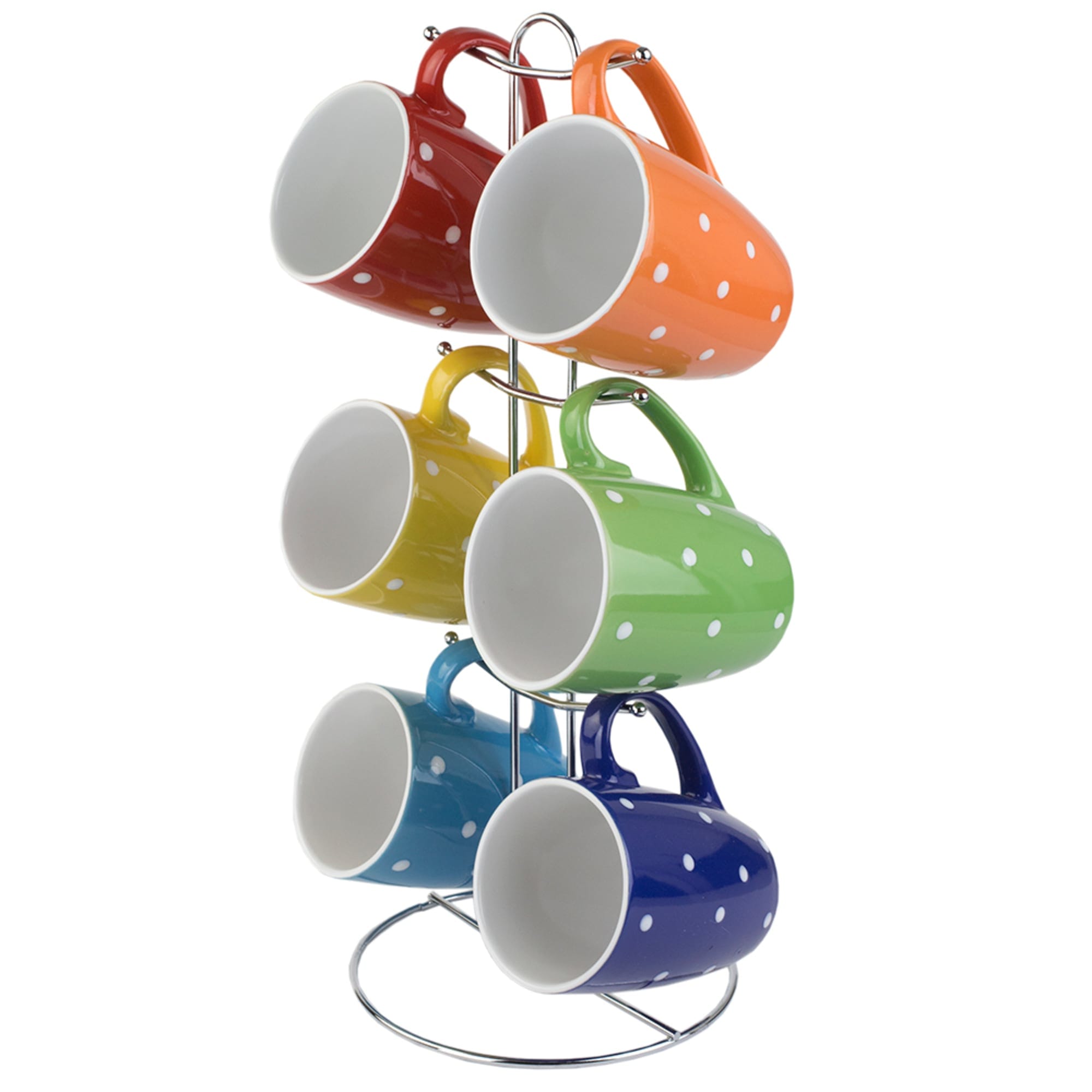 Home Basics 6 Piece Polka Dot Mug Set with Stand $12.00 EACH, CASE PACK OF 6