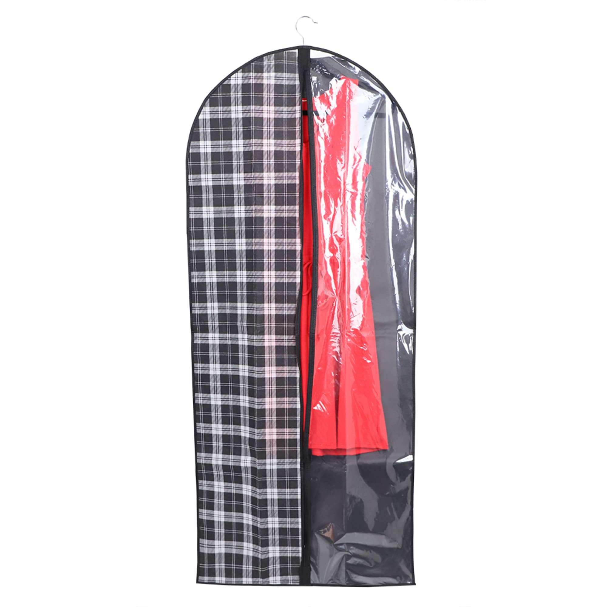 Home Basics Plaid Non-Woven Garment with Clear Plastic Panel, Black $3.00 EACH, CASE PACK OF 12