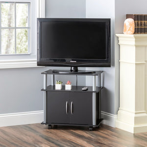 Home Basics Rolling TV Stand with Cabinet, Black $40.00 EACH, CASE PACK OF 1