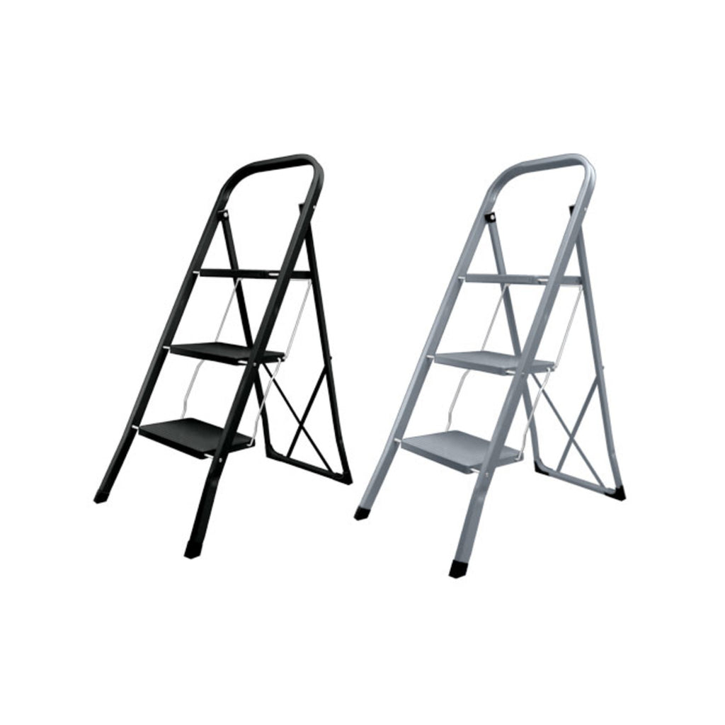 Home Basics 3 Step Folding Steel Ladder with Anti-Slip Steps and Non-Marring Feet - Assorted Colors