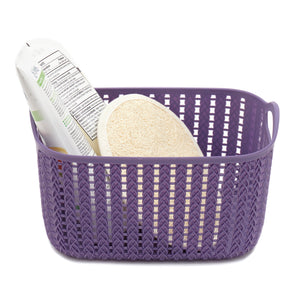 Home Basics Small Crochet Plastic Basket - Assorted Colors