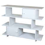 Load image into Gallery viewer, Home Basics 3 Tier Book Shelf with 2 Cabinet Doors and 3 Open Cubby Shelves, White $60 EACH, CASE PACK OF 1
