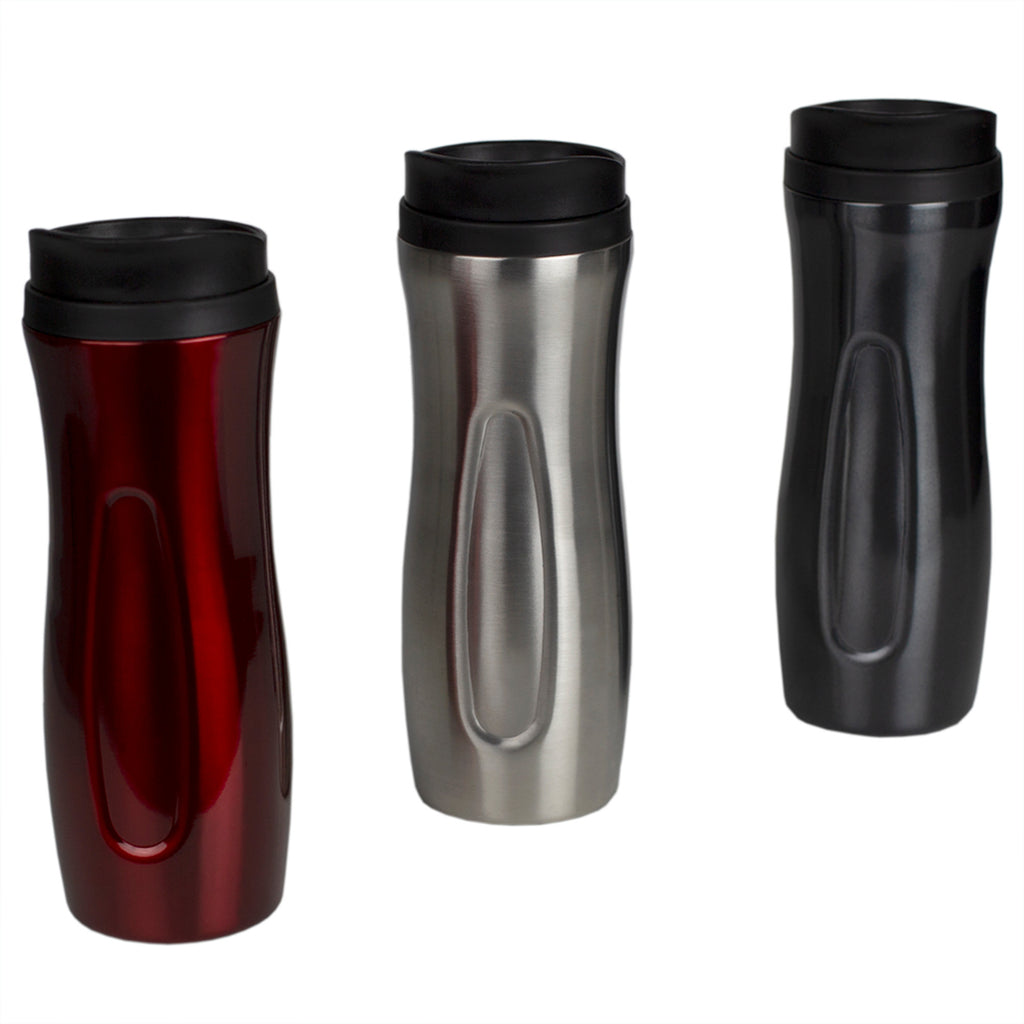 Home Basics 15 oz. Contoured Double Insulated Stainless Steel Travel Mug - Assorted Colors