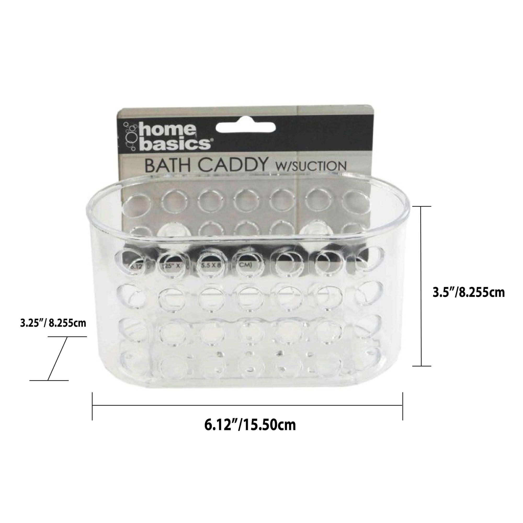 Home Basics Small Plastic Bath Caddy with Suction Cups, Clear $2.00 EACH, CASE PACK OF 24