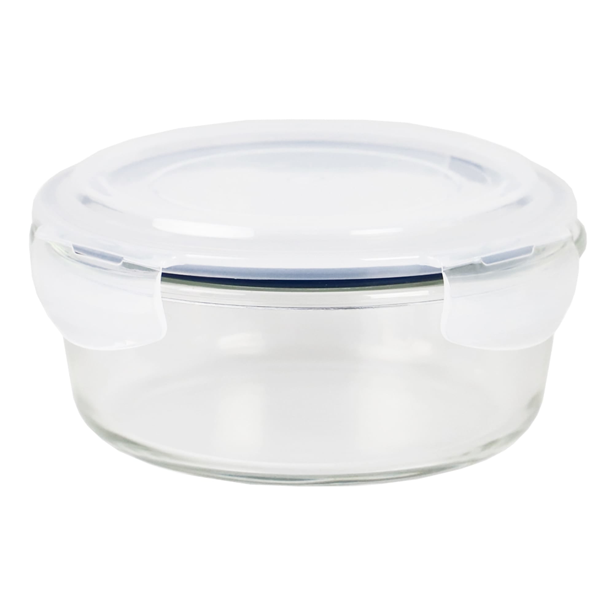 Michael Graves Design 32 Ounce High Borosilicate Glass Round Food Storage Container with Indigo Rubber Seal $5.00 EACH, CASE PACK OF 12