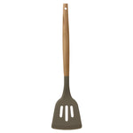 Load image into Gallery viewer, Home Basics Karina High-Heat Resistance Non-Stick Safe  Silicone Slotted Spatula with  Easy Grip Beech Wood Handle, Grey $2.50 EACH, CASE PACK OF 24
