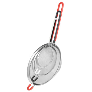 Home Basics Ultra Fine Mesh Stainless Steel Strainer Set with Rubber Handles, Multi-Colored $7.50 EACH, CASE PACK OF 12