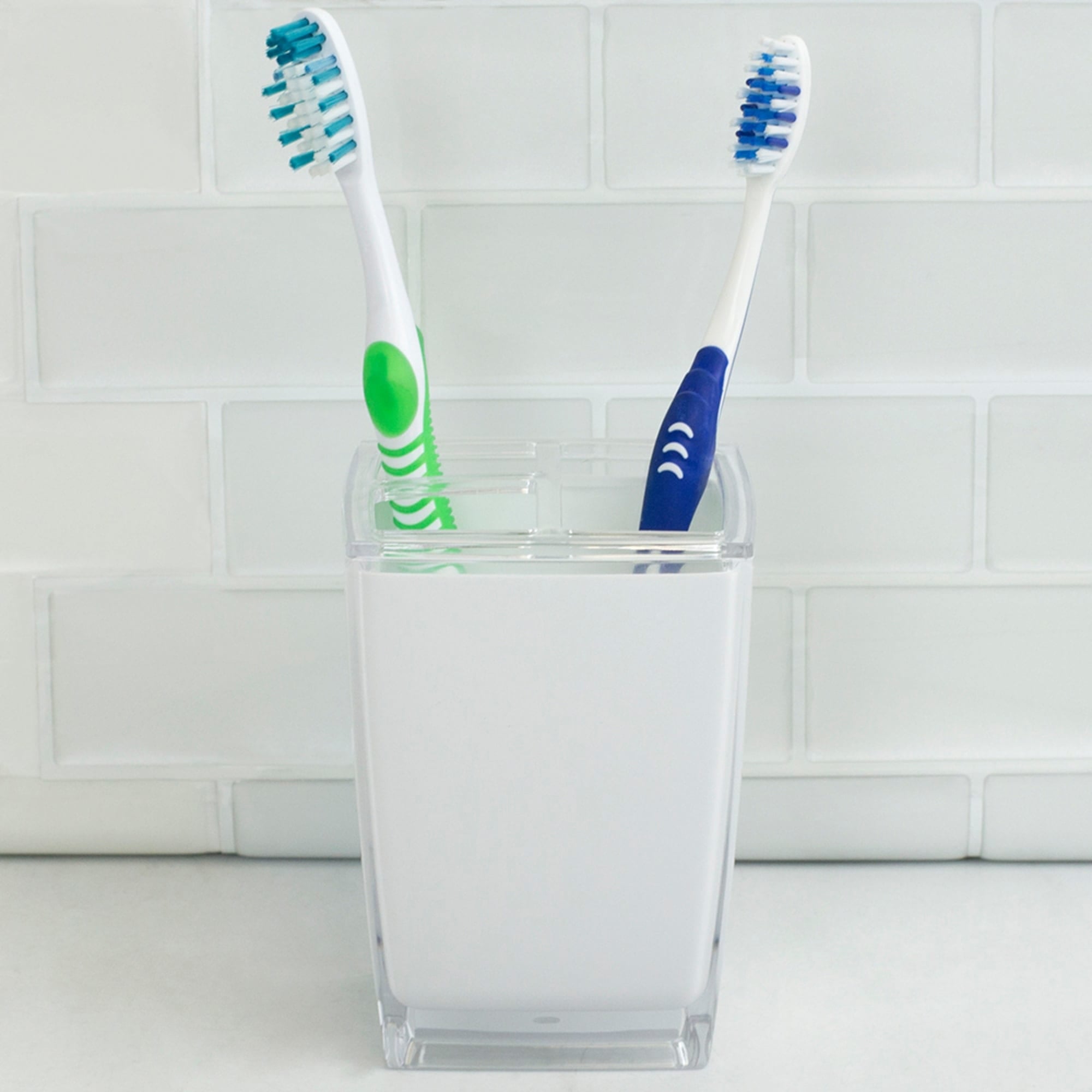 Home Basics Break-Resistant Plastic Toothbrush Holder, White $3.00 EACH, CASE PACK OF 24