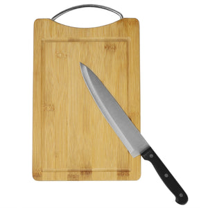 Home Basics 8" x 12"  Bamboo Cutting Board with Juice Groove and Stainless Steel Handle $4.00 EACH, CASE PACK OF 12