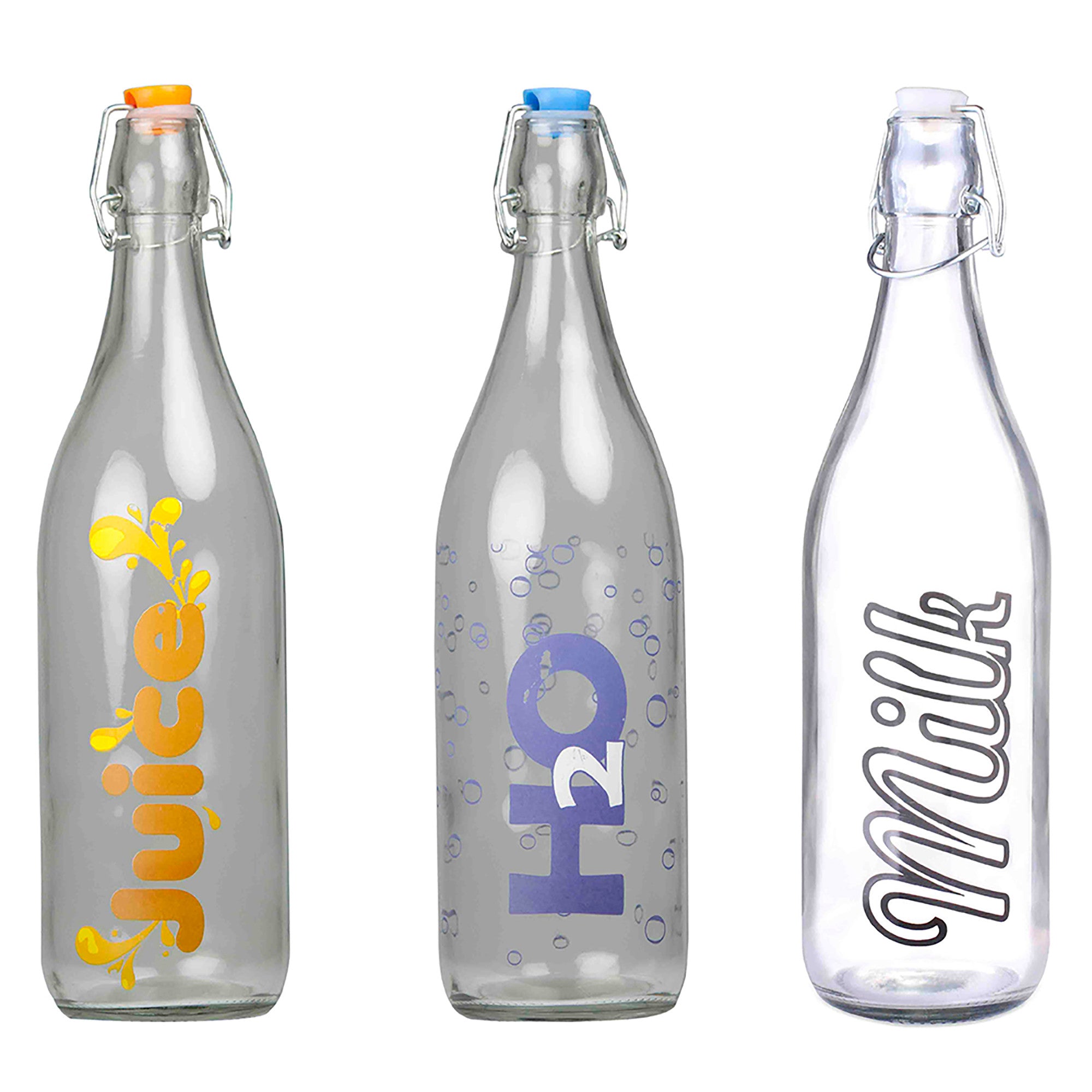 Home Basics Glass Flip Top Bottle - Assorted Colors