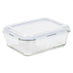 Load image into Gallery viewer, Michael Graves Design 35 Ounce High Borosilicate Glass Rectangle Food Storage Container with Indigo Rubber Seal $6.00 EACH, CASE PACK OF 12
