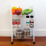 Load image into Gallery viewer, Home Basics Multi-Purpose Rolling Metal Kitchen Trolley, White $10.00 EACH, CASE PACK OF 6
