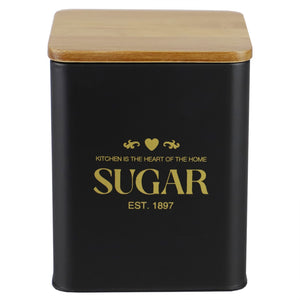 Home Basics Bistro 50 oz. Tin Sugar Canister with Bamboo Top, Black $6.00 EACH, CASE PACK OF 12
