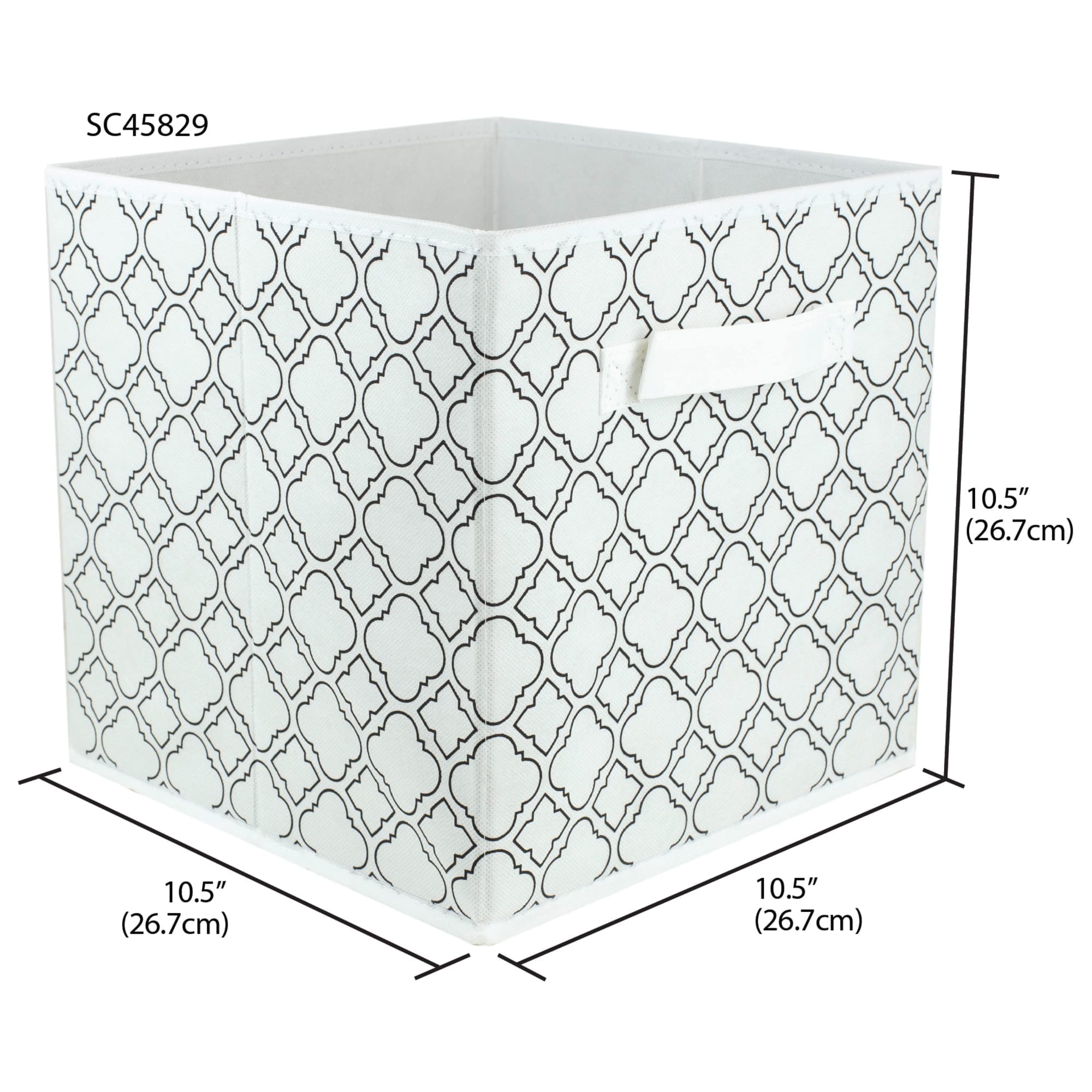 Home Basics Quatrefoil Collapsible Non-Woven Storage Cube, White $3.00 EACH, CASE PACK OF 12