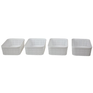 Home Basics Trellis 7.5" x 5.25" x 2.25" Multi-Purpose Stackable Plastic Storage Basket, (Pack of 4) - Assorted Colors