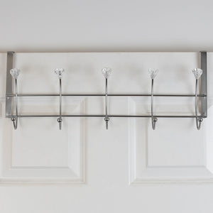 Home Basics 5 Hook Hanging Rack with Crystal Knobs, Chrome $7.00 EACH, CASE PACK OF 12