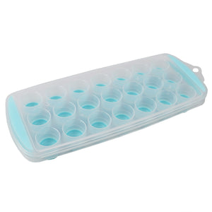 Home Basics 16 Compartment Square Plastic Stackable Ice Cube Tray with  Snap-on Cover, Blue, KITCHEN ORGANIZATION