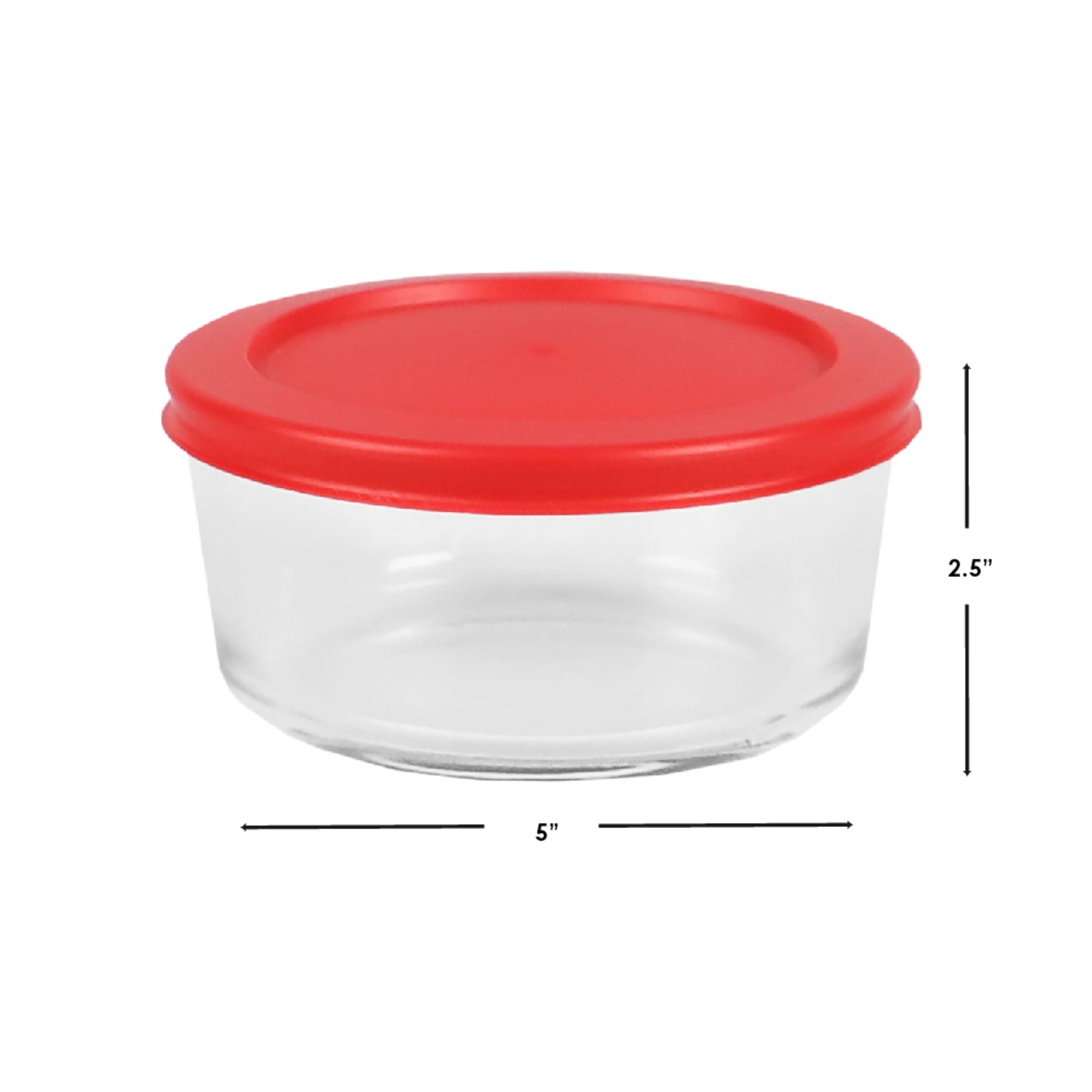 Home Basics 16 oz. Round Glass Food Storage Container with Red Lid, Clear $2.50 EACH, CASE PACK OF 12