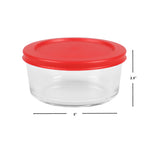 Load image into Gallery viewer, Home Basics 16 oz. Round Glass Food Storage Container with Red Lid, Clear $3.00 EACH, CASE PACK OF 12
