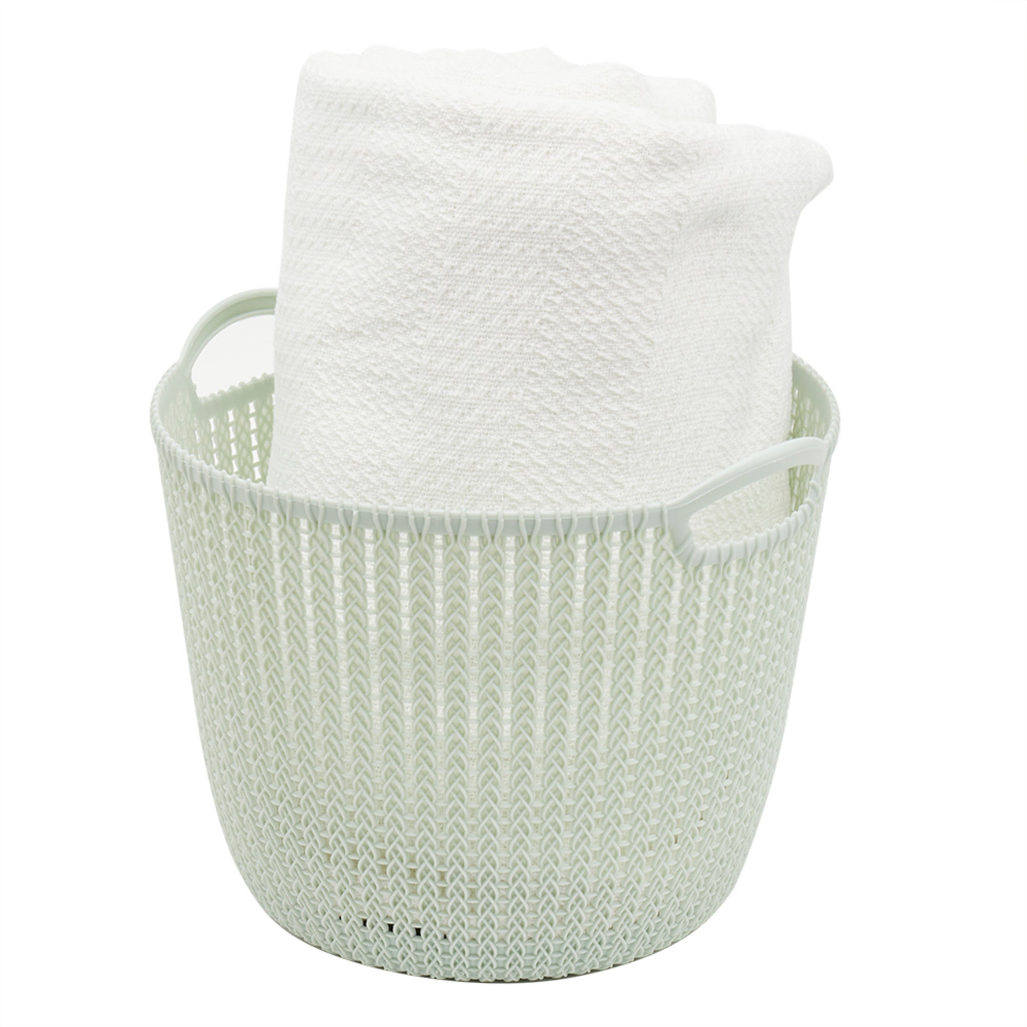 Home Basics Round Medium Crochet Plastic Basket - Assorted Colors