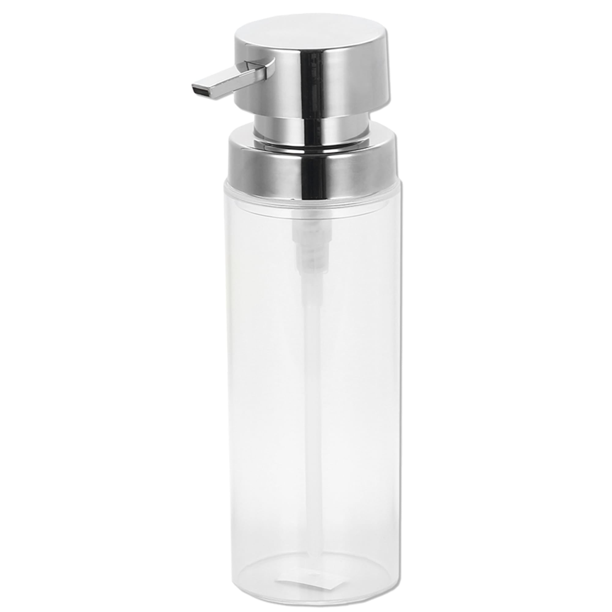 Home Basics 12 oz.  Cylinder Plastic Hand Soap Dispenser with Brushed Stainless Steel Pump, Clear $5.00 EACH, CASE PACK OF 24