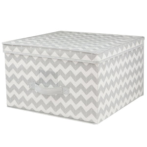 Home Basics Chevron Non-Woven Collapsible Multi-Purpose Jumbo Storage Box with Clear Window, Grey $6.00 EACH, CASE PACK OF 12
