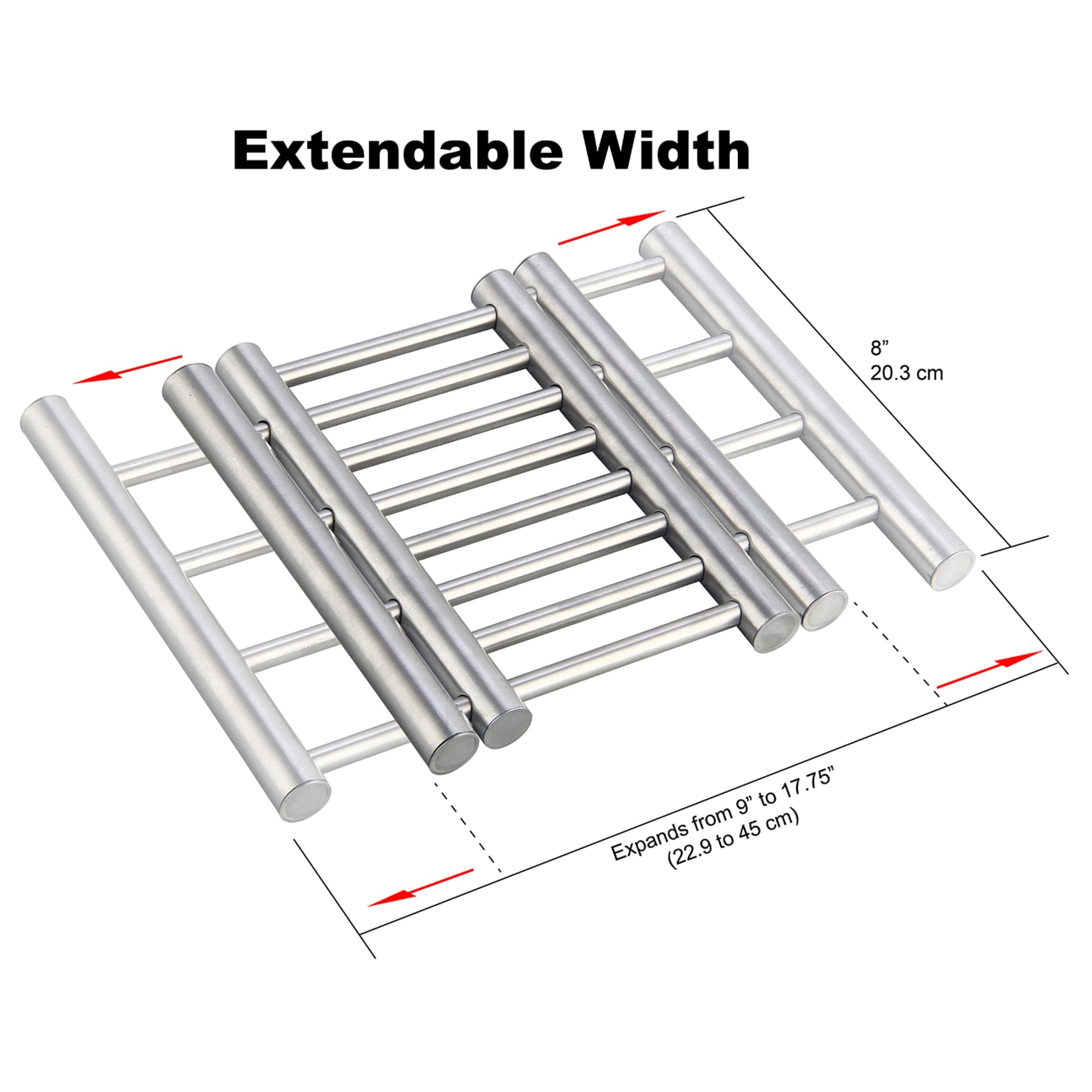 Home Basics Expandable Stainless Steel Trivet, Silver $5.00 EACH, CASE PACK OF 6