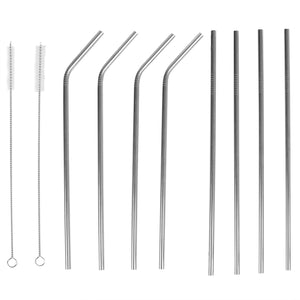 Home Basics 10 Piece Reusable Stainless Steel Drinking Straw Set, Silver $4.00 EACH, CASE PACK OF 24