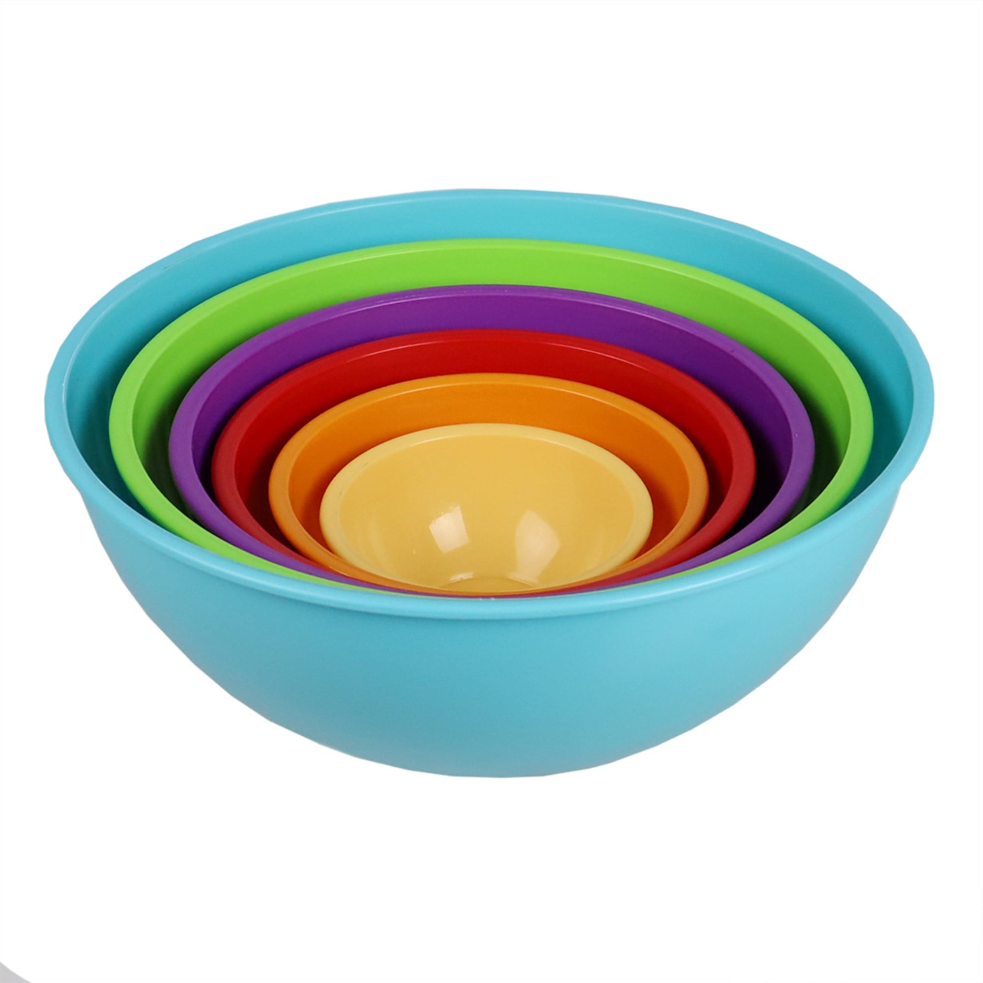 Home Basics Plastic 3 Piece Nesting Mixing Bowl Set with Lids, Multi, FOOD  PREP
