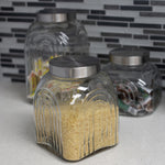 Load image into Gallery viewer, Home Basics Heritage 3.5 LT Glass Jar with Silver Lid $6.00 EACH, CASE PACK OF 6
