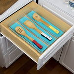 Load image into Gallery viewer, Home Basics Plastic Cutlery Tray with Rubber-Lined Compartments, Turquoise $10 EACH, CASE PACK OF 12
