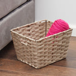 Load image into Gallery viewer, Home Basics Medium Faux Rattan Basket with Cut-out Handles, Taupe $10.00 EACH, CASE PACK OF 6
