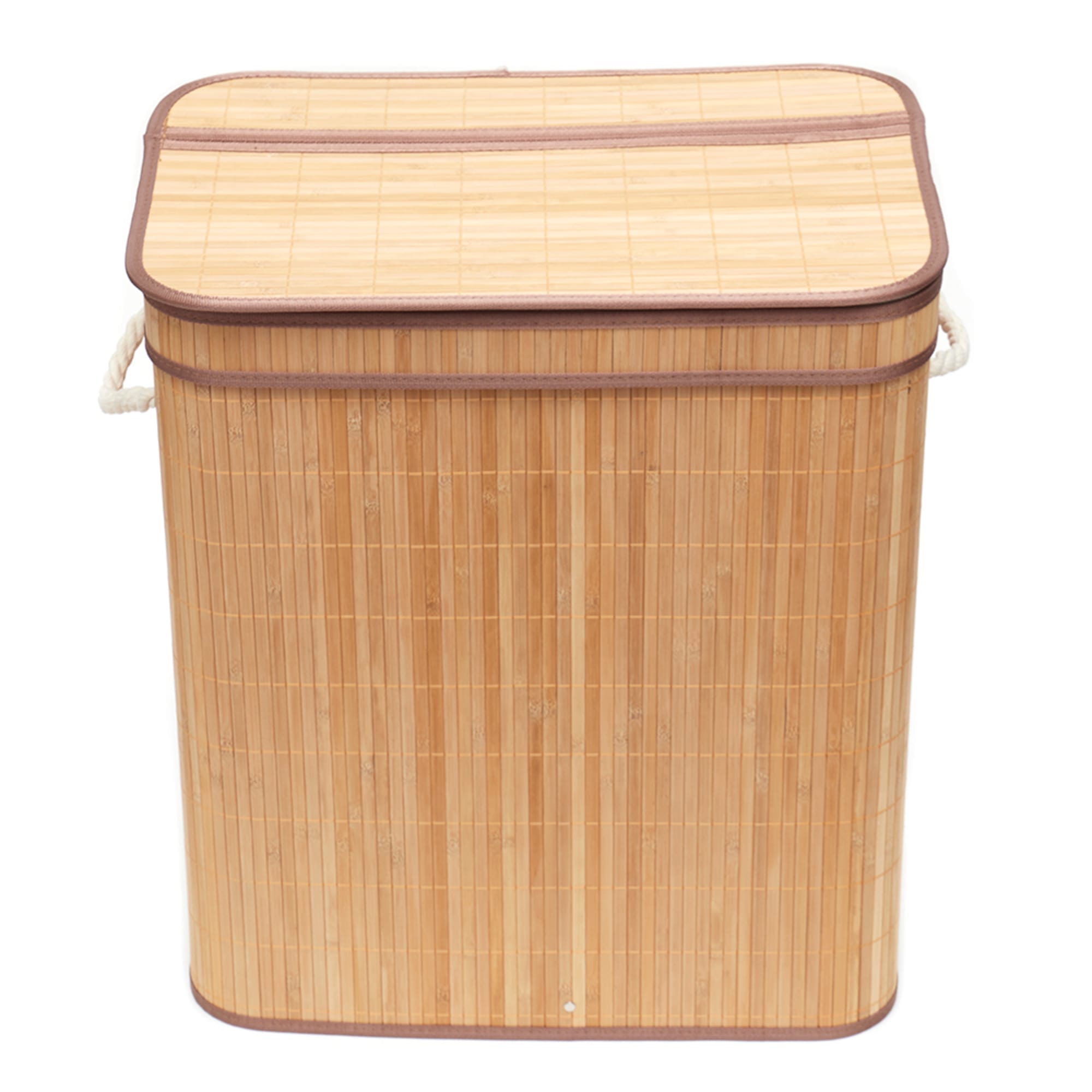 Home Basics 2 Compartment Folding Rectangle Bamboo Hamper with Liner, Natural $25.00 EACH, CASE PACK OF 6