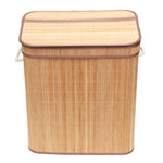 Load image into Gallery viewer, Home Basics 2 Compartment Folding Rectangle Bamboo Hamper with Liner, Natural $25.00 EACH, CASE PACK OF 6
