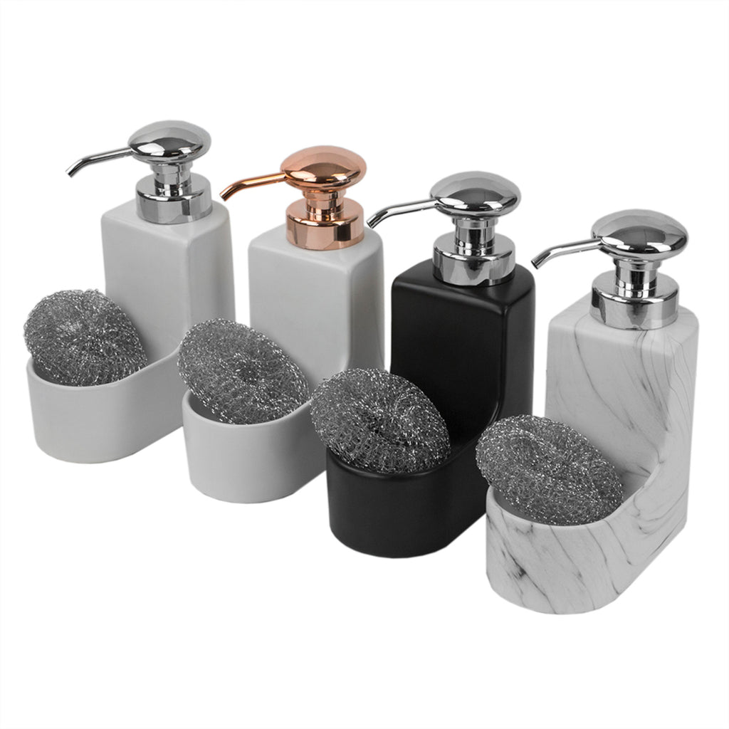 Home Basics 10 oz. Marble Ceramic Soap Dispenser with Sponge - Assorted Colors
