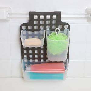 Home Basics 3 Compartment Over the Cabinet Plastic Organizer with Perforated Frame, Grey $5.00 EACH, CASE PACK OF 12