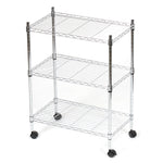 Load image into Gallery viewer, Home Basics 3 Tier Wire Shelf Rack with Wheels, Chrome $50.00 EACH, CASE PACK OF 1
