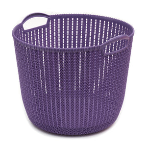 Home Basics Round Large Crochet Plastic Basket - Assorted Colors