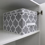 Load image into Gallery viewer, Home Basics Arabesque Large Non-Woven Storage Box with Label Window, Grey $5.00 EACH, CASE PACK OF 12
