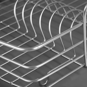 Michael Graves Design Deluxe Dish Rack with Satin Nickel Finish Wire and Removable Dual Compartment Utensil Holder, Grey/Silver $12.00 EACH, CASE PACK OF 6