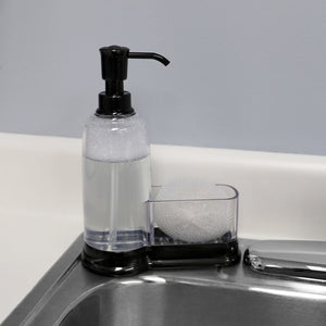 Home Basics Plastic Soap Dispenser with Sponge Compartment, Black $6.00 EACH, CASE PACK OF 12