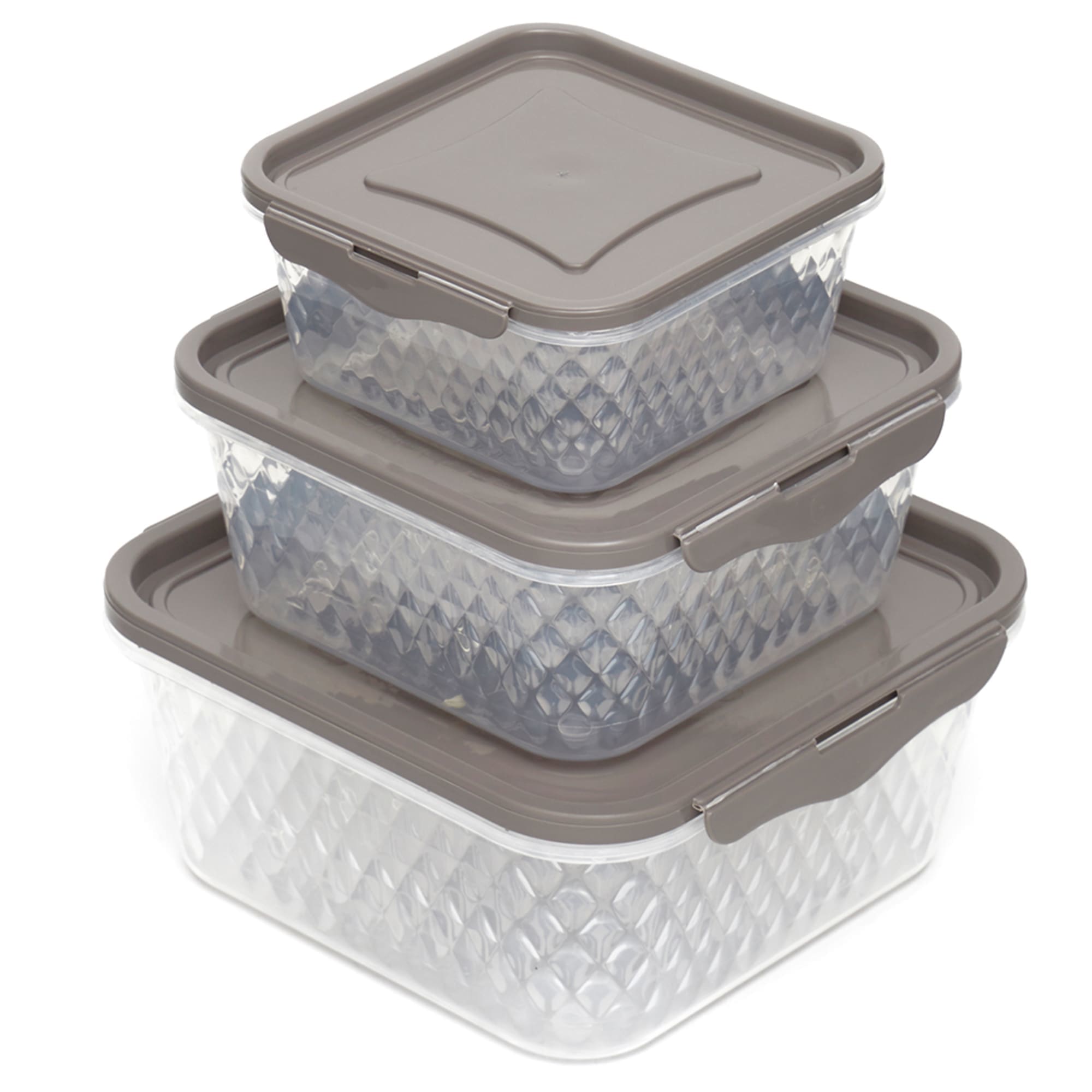 Home Basics Crystal 3 Piece Square Food Storage Containers with