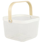 Load image into Gallery viewer, Home Basics Mesh Wire Basket with Wood Handle, Ivory $8.00 EACH, CASE PACK OF 12
